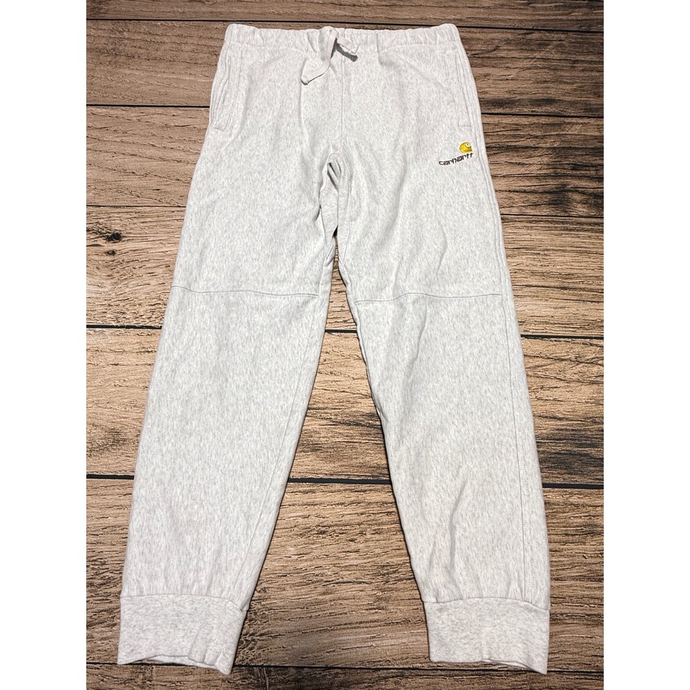Carhartt WIP Joggers Men Large Ash Heather Grey American Script Pant Sweatpants